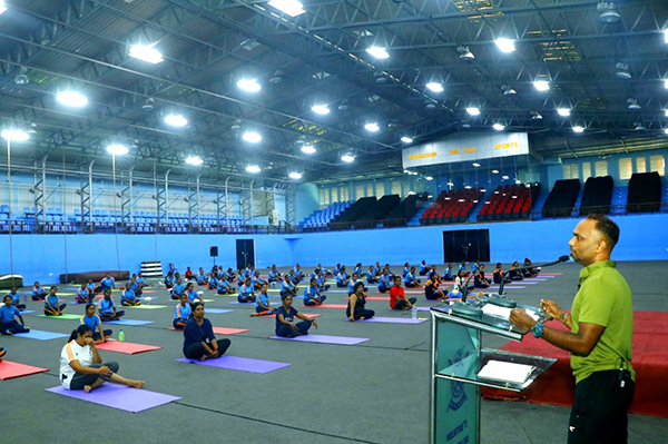 General Service Corps Seva Vanitha Branch Marks Women's Day Doing Yoga